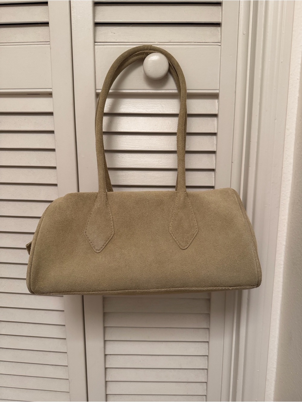 Free People Suede Shoulder Handbag in Taupe
